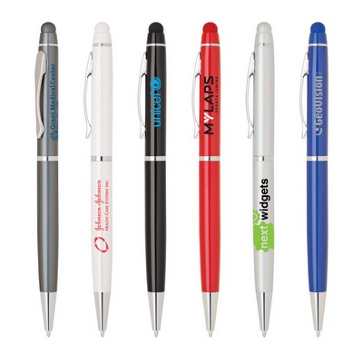 Metal Twist Pen with Color Rubber Stylus