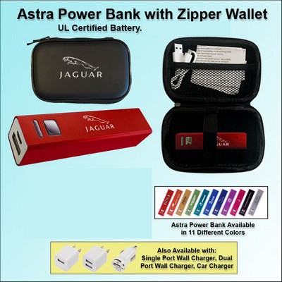 Astra Power Bank Gift Set in Zipper Wallet 2000 mAh - Red