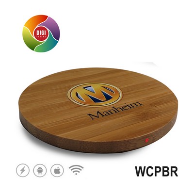 Wireless Charging Pad Bamboo Round