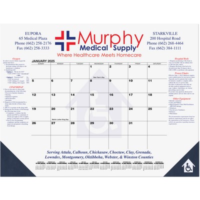 Black Calendar Desk Pad w/Two Color Imprint (21¾" x 17")