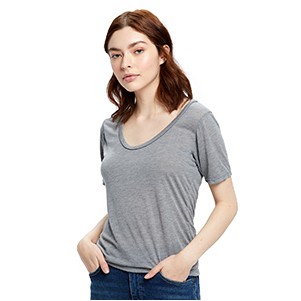 Women's Short Sleeve Deep Scoop Neck Blouse