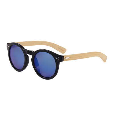 Bamboo Sunglasses - Ice-Blue Mirrored Lenses