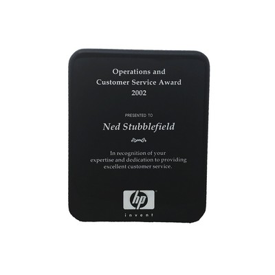 Black High Gloss Color-fill Plaque - Round Corners 7" x 9"