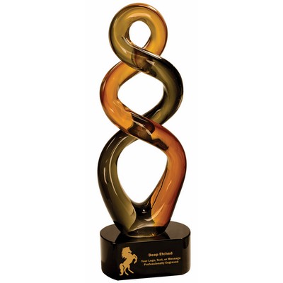 13 1/2" Brown Twist Art Glass Award