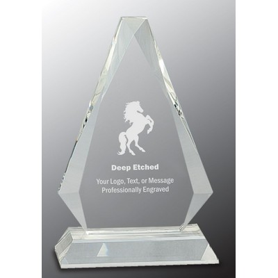 8" Clear Crystal Triangle Award on Clear Pedestal Base