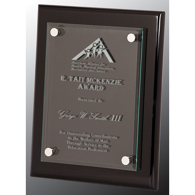 Black Piano Finish Floating Glass Plaque