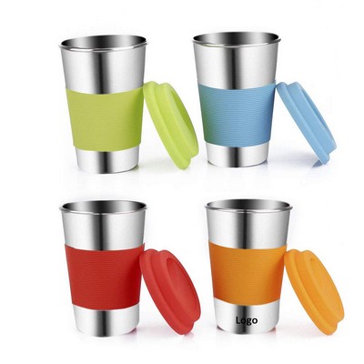 12 Oz. Stainless Steel Cup w/Silicone Lid & Sleeve