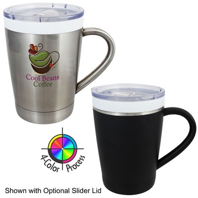 12 Oz. Black Double Wall Vacuum CeramiSteel Desk Mug w/Lid (4 Color Process)