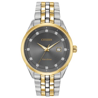 Citizen Men's Corso Eco-Drive Watch, two-tone stainless steel with Charcoal Grey Dial