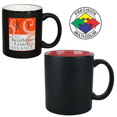 11 Oz. Black Satin/Coral Mauve 2 Tone C-Handle Hilo Mug - Precision Spot Color