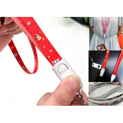 Micro/Type C USB Lanyard Cable W/Full Color Imprinting