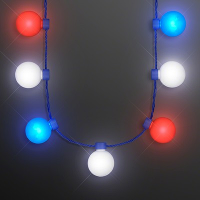 Red White & Blue Light Globes Necklace