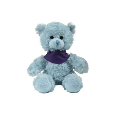 soft plush Blue Curly Sitting Bear with bandana