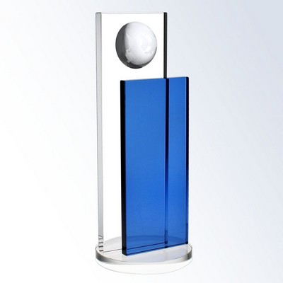 Blue Endeavor Globe Optic Crystal Award - Large