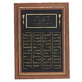 Roster Series Walnut Perpetual Plaque w/24 Brass Plates & Black Velour Background (15"x 18")