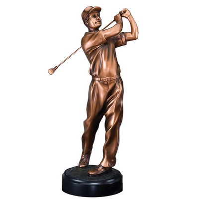 11½" Bronze Electroplated Male Golf Follow Through Swing Trophy