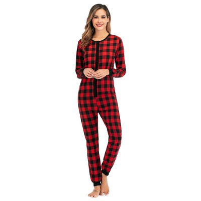 Women'S Union Suit Pajamas With Drop Seat Butt Flap