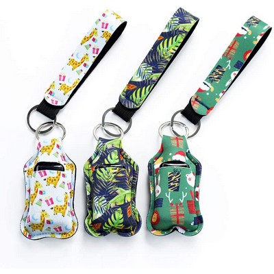 1 Oz. Hand Sanitizer Bottle Neoprene Sleeve Set Keychain