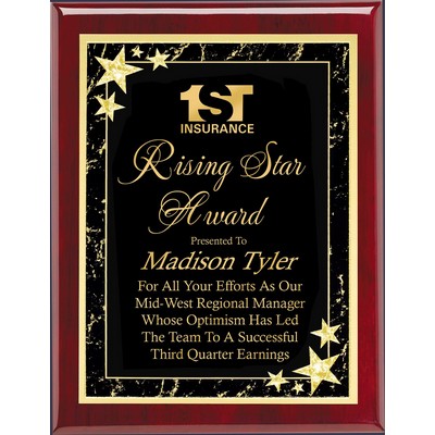 Economy Cherry Piano Finish/Black Star Achievement Plaque, 7"x9"