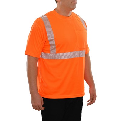 Birdseye Hi-Vis Pocketed Shirt -3M™ Scotchlite™ Reflective/Fluorescent Red-Orange