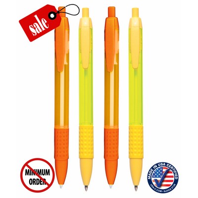 Certified USA Made - Citrus - Frosted Click Pen with Rubber Grip- 1-Color Print - No Minimum - 325CS