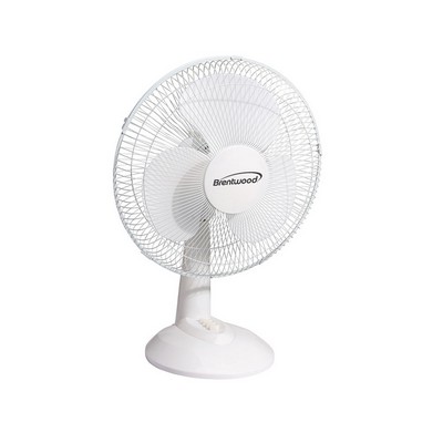 12'' White Oscillating Desk Fan