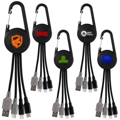 Color Light Up Dual Input 3-in-1 Carabiner Charging Cable