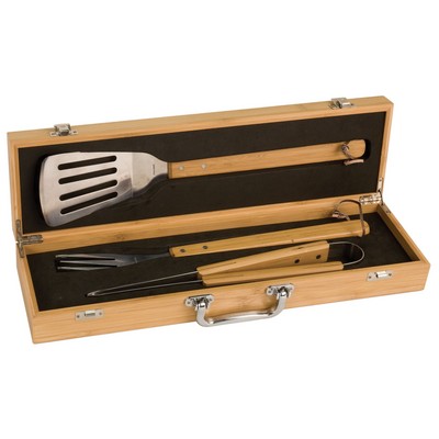 Bamboo BBQ Tool Gift Set - Laser Engraved