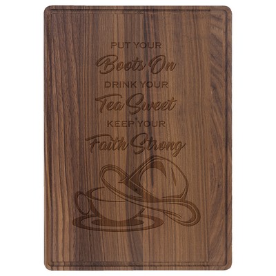 13.75" x 9.75" Walnut Cutting Board with Drip Ring