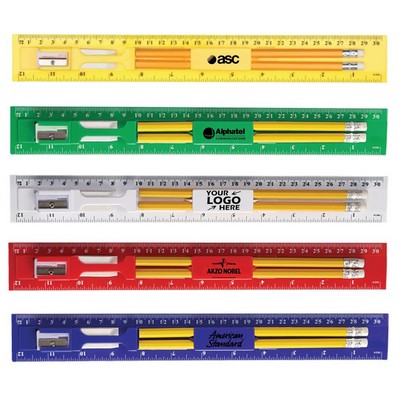 12" Plastic Ruler Stationery Kit