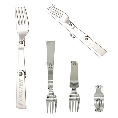 Portable Triple Fold Stainless Steel Foldable Salad Fork Cake Fork