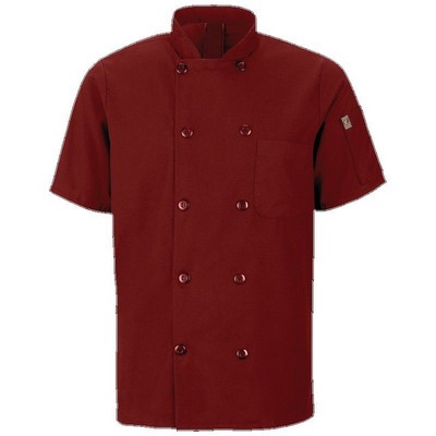 Red Kap™ Men's Short Sleeve Chef Coat w/OilBlok & MIMIX™ - Ten Button - Fireball Red