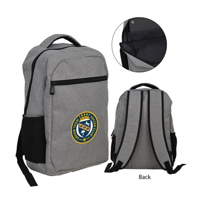 300D Laptop Heather Zippered Pocket Backpack