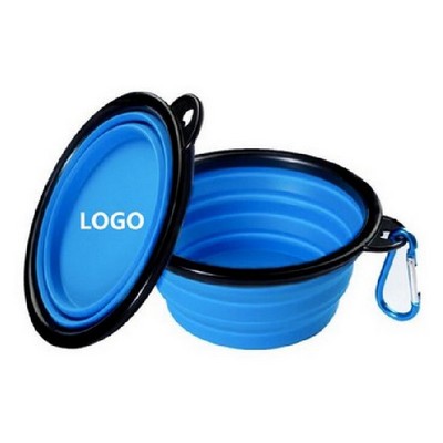 Collapsible Silicone Pet Bowl with Carabiner Clip for On-the-Go Pet Feeding