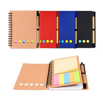 Eco Spiral Notebook w/Sticky Notes and Flags & Pen