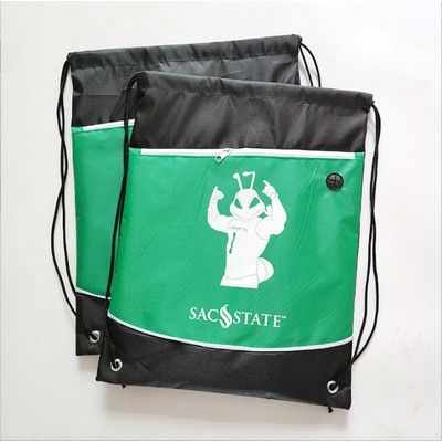 Drawstring Backpack/Sports Gym Bag with Zipper Pockets