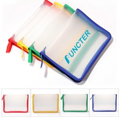 Clear Zip Plastic Envelopes A4 Zipper Document Folder Letter File Folder