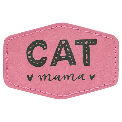 Hex Engraved Patch with Adhesive, Pink Faux Leather, 3" x 2"