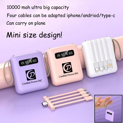 Mini Portable Pocket Charger Or Power Bank 10,000 mAh With Cable With Torch