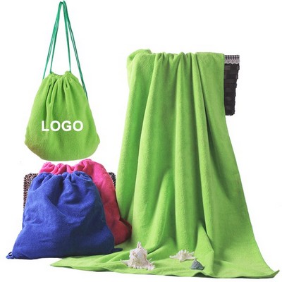 Microfiber Foldable Bath Towel/Drawstring Backpack