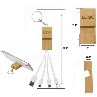 Bamboo Multi Charging Cables - Square