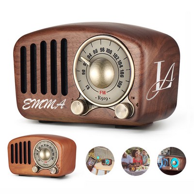 Custom Walnut Wooden FM Radio Retro Wireless Speaker