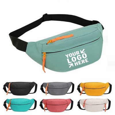 Nylon Zippered Fanny Pack With Adjustable Belt