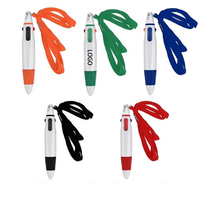 Retractable Ballpoint Pen With Lanyard