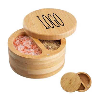 Bamboo Round Divided Salt Box