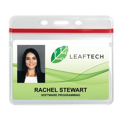 Horizontal Resealable Clear Vinyl Badge Holders, 3.63" x 2.75"