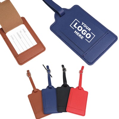 Clear Strap PU Leather Luggage Tag