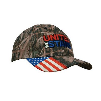 True Timber Camouflage w/Woven USA Flag Peak Cap (Domestically Decorated)