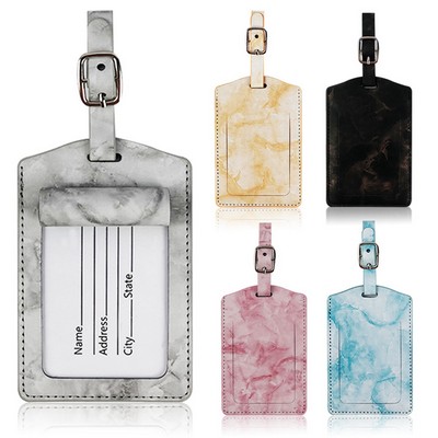 PU Leather Fancy Marble Pattern Luggage Tag