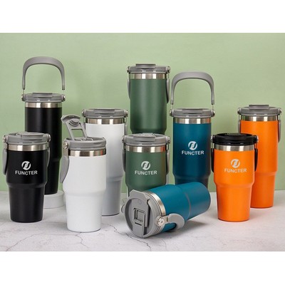 20 Oz /600ml Coffee Mug Camping Mug 304 Stainless Steel Travel Tumbler Cup W/Flip Straw and Handle